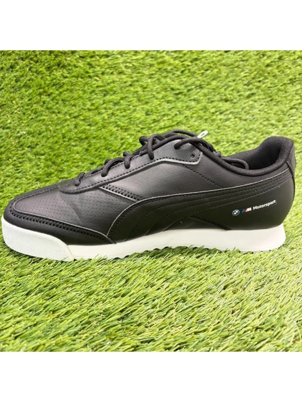 Puma BMW Motorsport Roma Via Mens Size 7.5 Black Athletic Leather Shoes Sneakers
